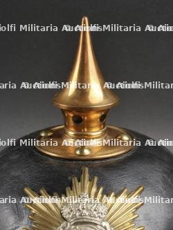 Saxe Casque à pointe ersatz en cuir épais. Saxonia - Ersatz thick leather spiked helmet. — miniature 4