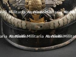 Saxe Thuringe Casque de sous officier en maillechort Unterzahlmeister ou Unterveterinär. Saxonia-Thuringia nickel silver NCO spiked helmet for paymaster or veterinary. — miniature 2