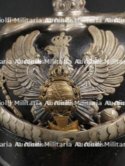 Saxe Thuringe Casque de sous officier en maillechort Unterzahlmeister ou Unterveterinär. Saxonia-Thuringia nickel silver NCO spiked helmet for paymaster or veterinary. — photo 3