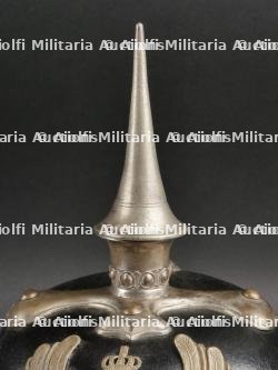 Saxe Thuringe Casque de sous officier en maillechort Unterzahlmeister ou Unterveterinär. Saxonia-Thuringia nickel silver NCO spiked helmet for paymaster or veterinary. — photo 4