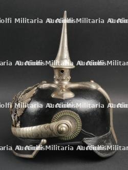 Saxe Thuringe Casque de sous officier en maillechort Unterzahlmeister ou Unterveterinär. Saxonia-Thuringia nickel silver NCO spiked helmet for paymaster or veterinary. — photo 5