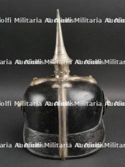 Saxe Thuringe Casque de sous officier en maillechort Unterzahlmeister ou Unterveterinär. Saxonia-Thuringia nickel silver NCO spiked helmet for paymaster or veterinary. — photo 7