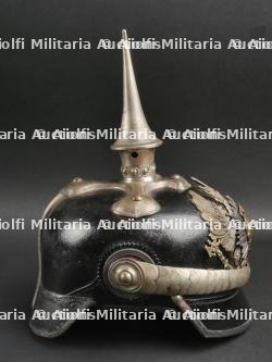 Saxe Thuringe Casque de sous officier en maillechort Unterzahlmeister ou Unterveterinär. Saxonia-Thuringia nickel silver NCO spiked helmet for paymaster or veterinary. — miniature 8