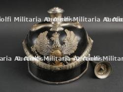 Saxe Thuringe Casque de sous officier en maillechort Unterzahlmeister ou Unterveterinär. Saxonia-Thuringia nickel silver NCO spiked helmet for paymaster or veterinary. — miniature 10
