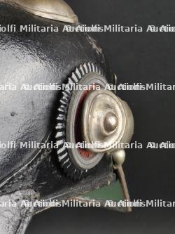 Saxe Thuringe Casque de sous officier en maillechort Unterzahlmeister ou Unterveterinär. Saxonia-Thuringia nickel silver NCO spiked helmet for paymaster or veterinary. — photo 16
