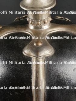 Saxe Thuringe Casque de sous officier en maillechort Unterzahlmeister ou Unterveterinär. Saxonia-Thuringia nickel silver NCO spiked helmet for paymaster or veterinary. — photo 17
