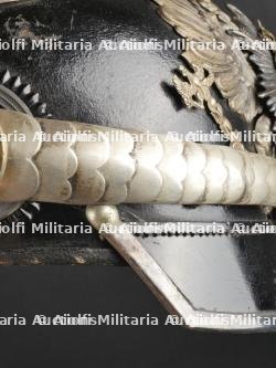 Saxe Thuringe Casque de sous officier en maillechort Unterzahlmeister ou Unterveterinär. Saxonia-Thuringia nickel silver NCO spiked helmet for paymaster or veterinary. — miniature 19