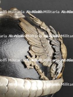 Saxe Thuringe Casque de sous officier en maillechort Unterzahlmeister ou Unterveterinär. Saxonia-Thuringia nickel silver NCO spiked helmet for paymaster or veterinary. — photo 20