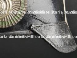 Saxe Thuringe Casque de sous officier en maillechort Unterzahlmeister ou Unterveterinär. Saxonia-Thuringia nickel silver NCO spiked helmet for paymaster or veterinary. — photo 23