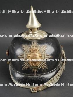 Saxe Casque à pointe modèle 1891 troupe d'un réserviste du Leib Grenadier Regiment Nr 100. Saxonia M1891 Guard Reservist spiked helmet. — photo 1
