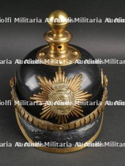 Saxe Casque à pointe troupe modèle 1895 d'un artilleur monté saxon. Saxonia - M1895 Field Artillery spiked helmet.