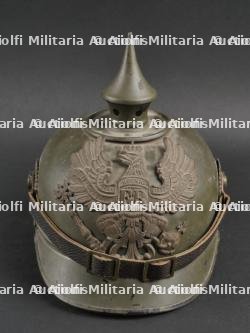 Casque à pointe prussien en tôle feldgrau. Prussia field grey tin spiked helmet. — photo 1