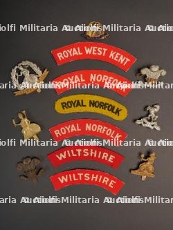 Insignes Royal Norfolk, Royal West Kent et Wiltshire.