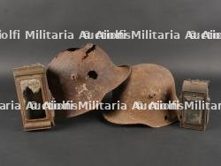 Allemagne WW1 lot terrain de 2 casques et 2 lanternes