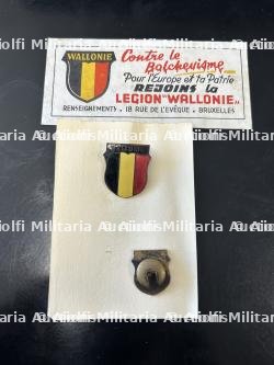 Lot de deux insignes de la Légion Wallonie. Lot of two badges of the Walloon Legion.
