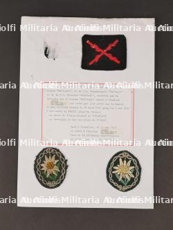 Attestation d’un Légionnaire de la Légion Wallonie. Certificate of a Legionnaire of the Walloon Legion.