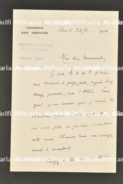 Lettre de Marcel Déat.