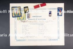 Ensemble d'un diplôme et d'insignes