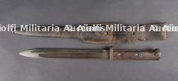 Baïonnette allemande 84-98 avec fourreau et porte fourreau. German 84-98 bayonet with scabbard and frog — miniature 2