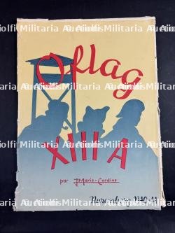 24 planches de dessins et texte « Oflag XIII A » par J.Marie Cardine. 24 illustrated plates and texts titled Oflag XIII A by J. Marie Cardine