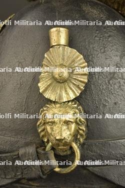 Casque bavarois à chenille Raupenhelm modèle 1845-48 de Schützen. — photo 7