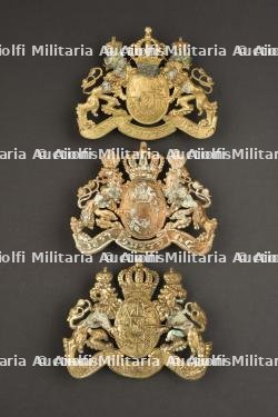 Ensemble de 3 plaques de casque à pointe bavarois.
