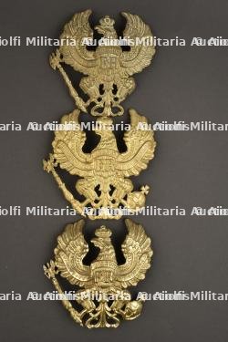 Ensemble de 3 plaques de casque à pointe prussiens modèle 1860