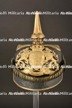 Casque a pointe bavarois Chevauleger, Schwere Reiter ou Artillerie. Bavarian mounted troops senior NCO spiked helmet. Bayern Schwere Reiter oder Artillerie Unteroffizier Pickelhaube — miniature 1