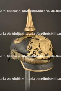 Casque a pointe bavarois Chevauleger, Schwere Reiter ou Artillerie. Bavarian mounted troops senior NCO spiked helmet. Bayern Schwere Reiter oder Artillerie Unteroffizier Pickelhaube — photo 11