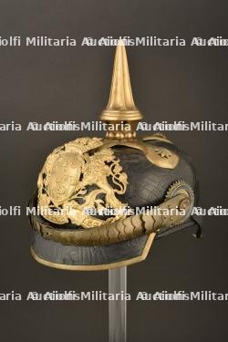 Casque a pointe bavarois Chevauleger, Schwere Reiter ou Artillerie. Bavarian mounted troops senior NCO spiked helmet. Bayern Schwere Reiter oder Artillerie Unteroffizier Pickelhaube — miniature 12