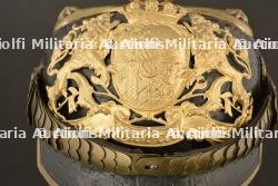 Casque a pointe bavarois Chevauleger, Schwere Reiter ou Artillerie. Bavarian mounted troops senior NCO spiked helmet. Bayern Schwere Reiter oder Artillerie Unteroffizier Pickelhaube — miniature 13