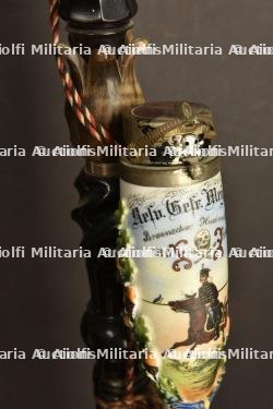Pipe de reserviste du 17eme Hussards de Brunswick. Brunswick 17th hussars porcelan reservist pipe. Braunschweig Husaren Rgt Nr 17 Reservisten Pfeife — miniature 2