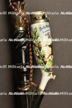 Pipe de reserviste du 17eme Hussards de Brunswick. Brunswick 17th hussars porcelan reservist pipe. Braunschweig Husaren Rgt Nr 17 Reservisten Pfeife — miniature 6