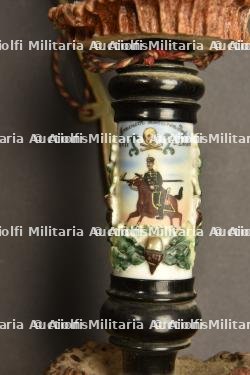 Pipe de reserviste du 17eme Hussards de Brunswick. Brunswick 17th hussars porcelan reservist pipe. Braunschweig Husaren Rgt Nr 17 Reservisten Pfeife — photo 10