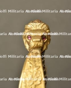 Sabre d officier tete de lion d officier du 17eme hussard de brunswick. Brunswick hussars officer lion head sword. Braunschweig Husaren Offizier Lowenkopf Säbel — miniature 16