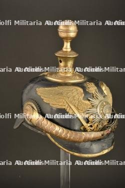 Casque d officier de reserve Garde FeldArtillerie. Guard field artillery reserve officer spiked helmet. Garde Feldartillerie Reserve Offizier Pickelhaube. — photo 13