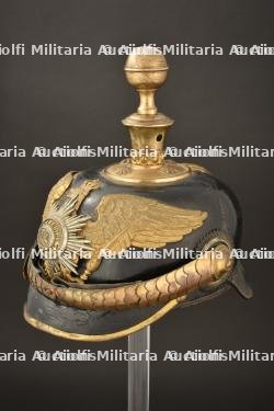 Casque d officier de reserve Garde FeldArtillerie. Guard field artillery reserve officer spiked helmet. Garde Feldartillerie Reserve Offizier Pickelhaube. — photo 34