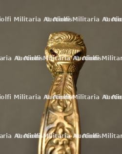Sabre d officier tete de lion de cavalerie a lame gravee. German cavalry officer sword, engraved blade. Kavallerie Offizier Lowenkopf Säbel — miniature 2