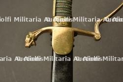 Sabre d officier tete de lion de cavalerie a lame gravee. German cavalry officer sword, engraved blade. Kavallerie Offizier Lowenkopf Säbel — miniature 3