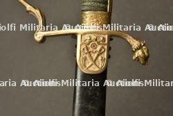 Sabre d officier tete de lion de cavalerie a lame gravee. German cavalry officer sword, engraved blade. Kavallerie Offizier Lowenkopf Säbel — miniature 4