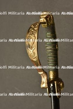 Sabre d officier tete de lion de cavalerie a lame gravee. German cavalry officer sword, engraved blade. Kavallerie Offizier Lowenkopf Säbel — miniature 5