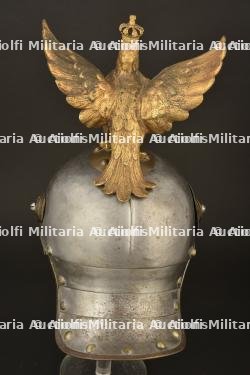 Casque de Kurassier modele 1862 reconstitue en Leibgendarme. Prussian cuirassier spiked helmet with reproduction of a Leibgendarme eagle. Kurassier Helm M1862 mit Leibgendarme Neufertigung Adler — miniature 14