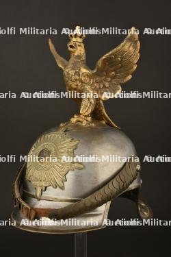 Casque de Kurassier modele 1862 reconstitue en Leibgendarme. Prussian cuirassier spiked helmet with reproduction of a Leibgendarme eagle. Kurassier Helm M1862 mit Leibgendarme Neufertigung Adler — photo 17