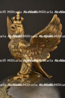 Casque de Kurassier modele 1862 reconstitue en Leibgendarme. Prussian cuirassier spiked helmet with reproduction of a Leibgendarme eagle. Kurassier Helm M1862 mit Leibgendarme Neufertigung Adler — photo 19