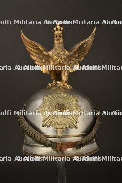 Casque de Kurassier modele 1862 reconstitue en Leibgendarme. Prussian cuirassier spiked helmet with reproduction of a Leibgendarme eagle. Kurassier Helm M1862 mit Leibgendarme Neufertigung Adler — photo 24