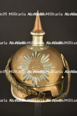 Casque de Garde Reiter saxon en tenue de service. Saxon Garde heavy cavalry spiked helmet. Sachsen Garde Reiter Pickelhaube M1893-1894
