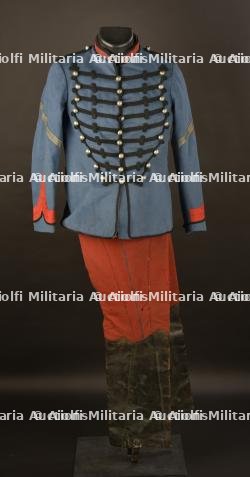 Tenue du 7ème Chasseur à Cheval de Belfort, dolman et pantalon à basane