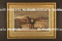 Tableau figurant un cuirassier avec son cheval
