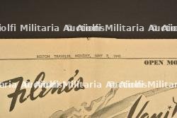 Journal Boston Traveler titrant la fin de la guerre en Europe. Boston Traveler newspaper with the end of the war in Europe — miniature 7