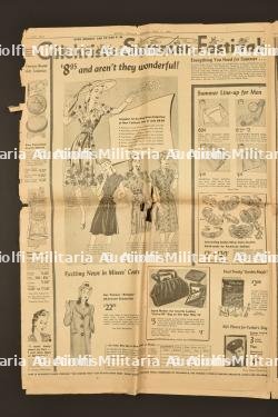 Journal Boston Traveler titrant la fin de la guerre en Europe. Boston Traveler newspaper with the end of the war in Europe — photo 8